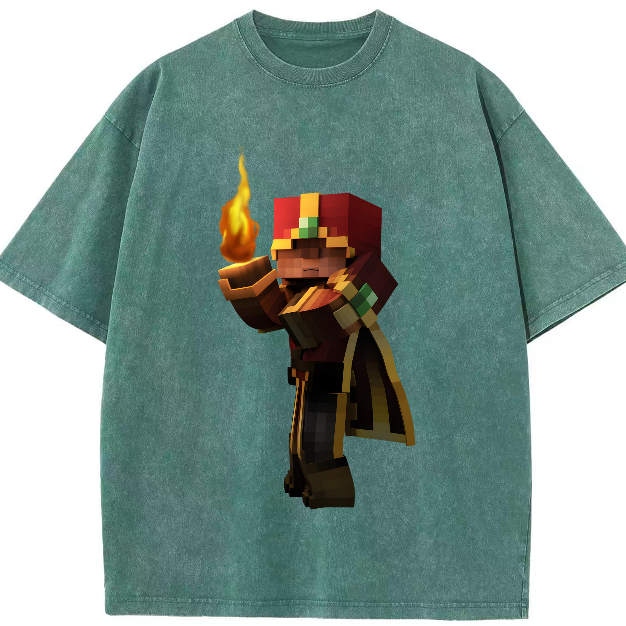 （画像用） マインクラフト ブロックの世界 Minecraft MC Block world 綿100% ヴィンテージ風 半袖Tシャツ（フロントプリント）